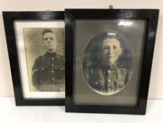 Five framed black and white monochrome photographs - figures in military dress