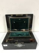 A Victorian rosewood writing box with mother of pearl inlay
