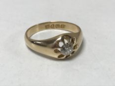 18ct antique signet ring set with old cut diamond, approximately .5 carat 4.