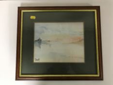Terry Donnelly : A view along a coastline, watercolour, signed, framed.