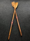 A pair of wooden oars