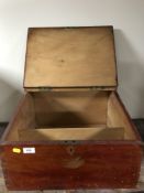 An antique pine clerk's desk.