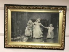 Early Twentieth Century School : Four Children Playing in a Nursery, photogravure, 44 cm x 69 cm,