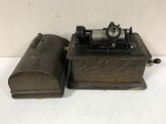An oak cased Edison phonograph