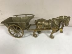 A brass ornament - horse with carriage