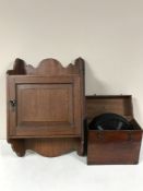 An Edwardian mahogany wall cabinet, Edwardian box of 78's,