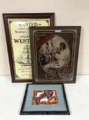 A box of pictures and prints inc Coco Cola advertisement, oil on board,