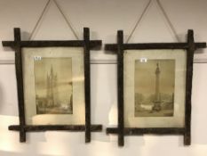 A pair of Victorian sepia-tinted topographical photographs both depicting Newcastle Upon Tyne
