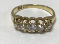 Antique 18ct five stone old cut diamond ring, approximately .8ct 3.