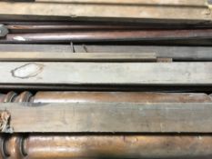 A quantity of Victorian four-poster bed parts, as found.