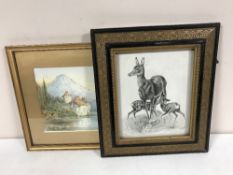 A gilt framed watercolour - Chateau signed E.