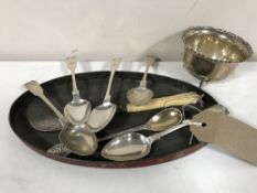 Five silver teaspoons and one other,