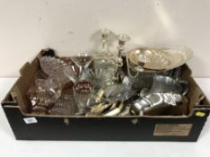 A box of glass ware, cutlery,