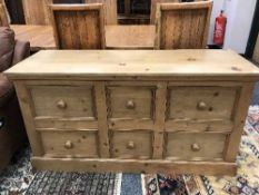 A pine six drawer block chest,