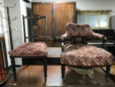 A Victorian inlaid mahogany nursing chair and matching bedroom chair