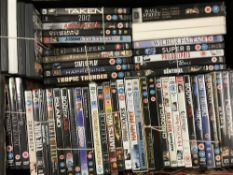 Two boxes of assorted DVDs