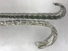 Two glass apprentice piece walking sticks (a/f)
