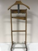 Two wooden clothes presses and a set of Fairbanks kitchen scales and weights