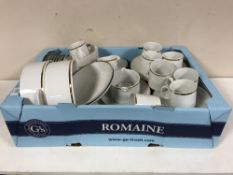 Two boxes of an extensive Thomas German white and gilt dinner service and a part Royal Cauldron