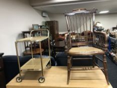 A rosewood bergere seated kitchen armchair