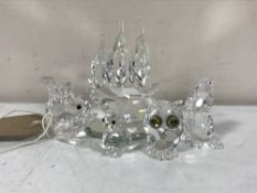 Four Swarovski animals - owl, beaver,