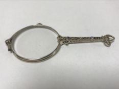Antique white gold lorgnette set with sapphire and diamond