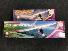 A boxed Fire Bird Scout radio controlled plane and a boxed Fire Commander