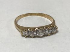 Antique 18ct five stone diamond ring, approximately 1ct,