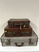 Three vintage luggage cases