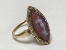 Antique 18ct cameo diamond ring