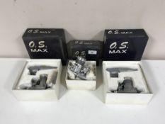 Three boxed O.S. Max model aircraft engines inc.