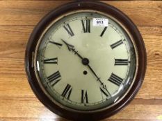 A mahogany school clock with fusee movement