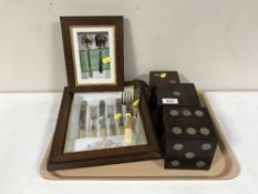 A tray of plated cutlery in frames,