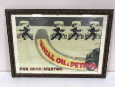 A framed Shell Oil and Petrol advertisement