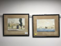 Two framed watercolours by J.
