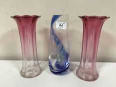 A pair of Victorian ruby glass vases,