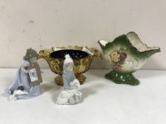 A Lladro figure - girl with lamb, together with a Nao figure,