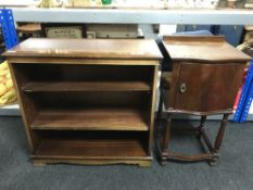 A set of inlaid mahogany open shelves and a late Victorian pot cupboard