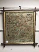 An eighteenth century tapestry sampler map, England and Wales signed Hannah Huggins, Lincoln.