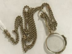 A 9ct gold guard chain, 25.8g, together yellow metal lorgnette.