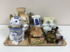 A tray containing seven piece coffee set, Wade King George IV Old Scotch Whisky jug,