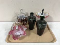 An early 20th century plated and pink glass epergne,