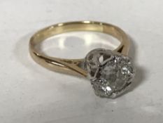 A 14 ct gold solitaire diamond ring, approximately 0.6 carat.