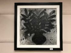 Andrew McRae : Vase III, oil on canvas, signed, label and inscriptions verso, 49 cm x 49 cm, framed.