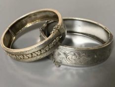 Two antique silver bangles (2)