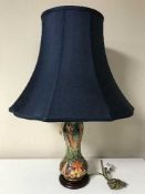A Moorcroft Flames of the Forest table lamp with shade,
