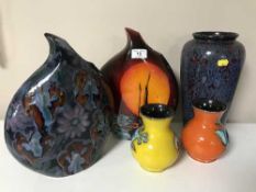 Five pieces of Anita Harris Studio Pottery (three signed to base)