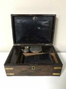 A Victorian rosewood brass bound box