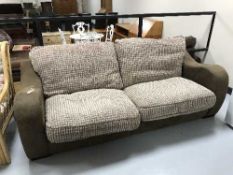 A cloth two tone two seater settee
