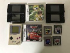 A basket of Nintendo Game Boy, two Nintendo DS and small quantity of Game Boy,